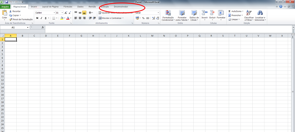 Ativar a guia Desenvolvedor no Office 2010
